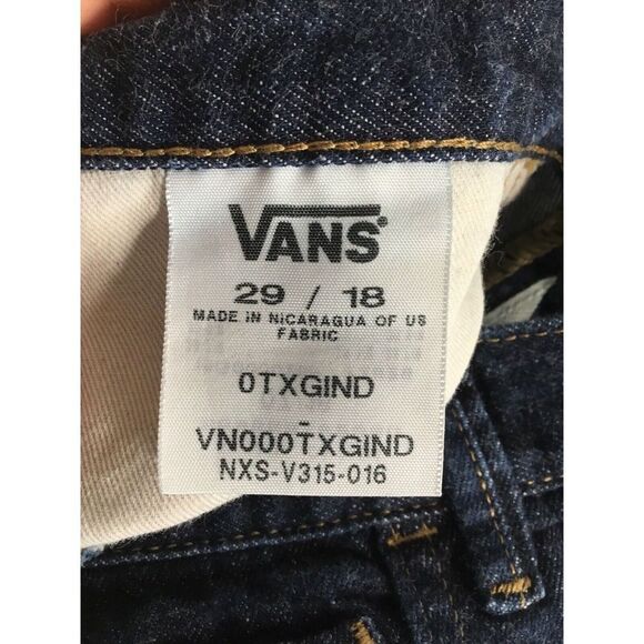 VANS Mens jeans 29X18 Dark Blue Denim Regular Fit Straight Vans Off The Wall - Picture 2 of 11